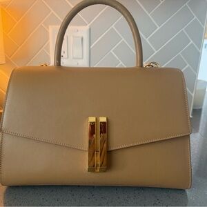 DeMellier Tan Satchel with Gold Accents